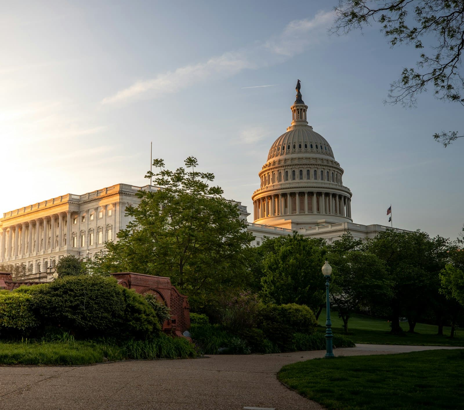 The United States Capitol building in Washington DC during the golden hour